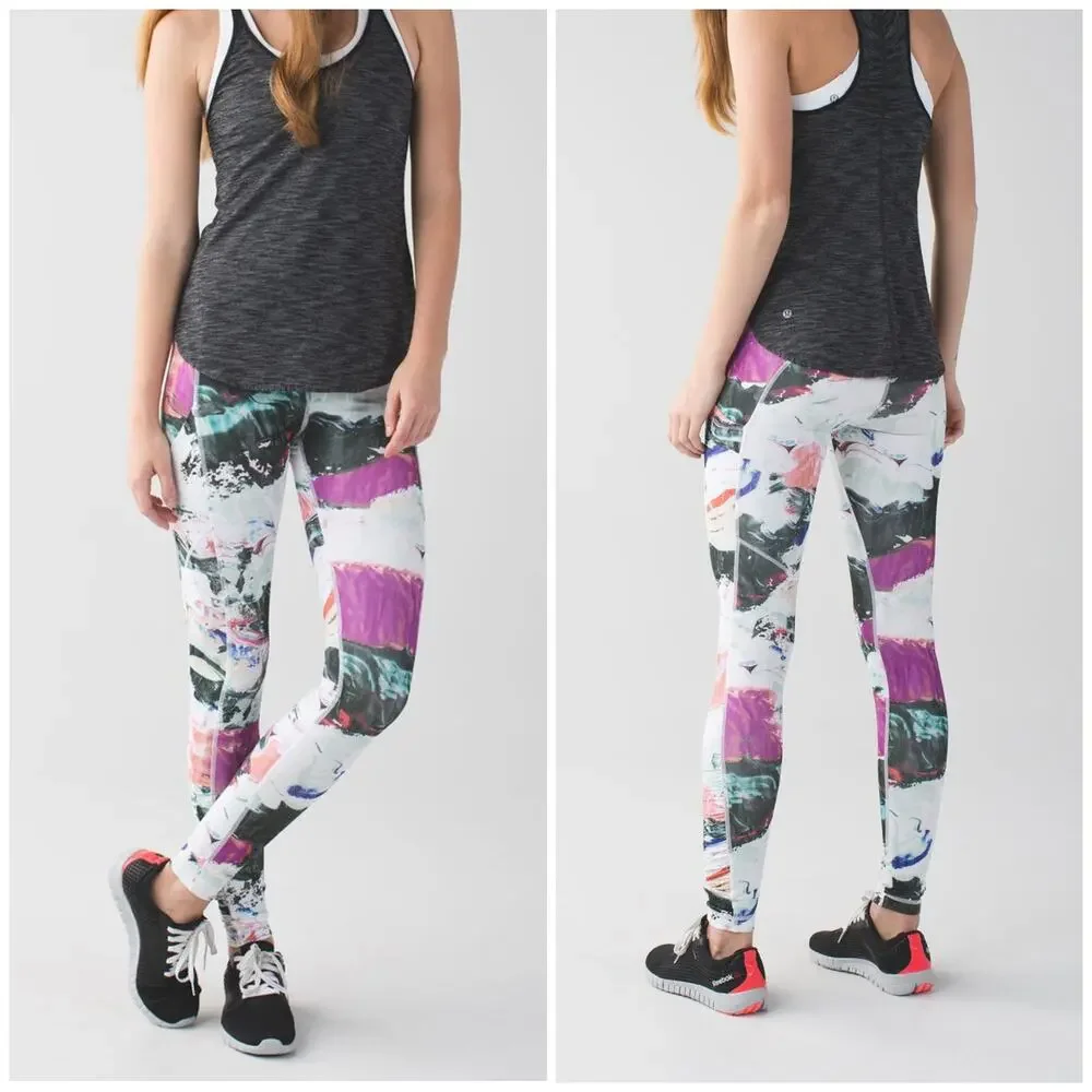 Lululemon Speed Tight III Luxtreme Leggings SIZE 6 Plum Wave Print Run Tight